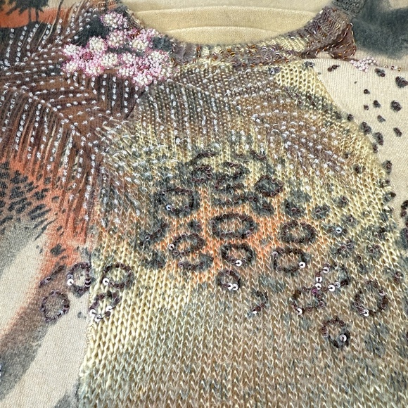 BCBGMAXAZRIA Leopard Print Embellished Sweater Sz M Y2K Mob Wife - Picture 6 of 9